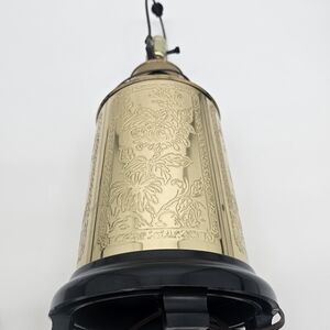Brass Asian Floral Etched Chinoiserie Lamp MCM Works